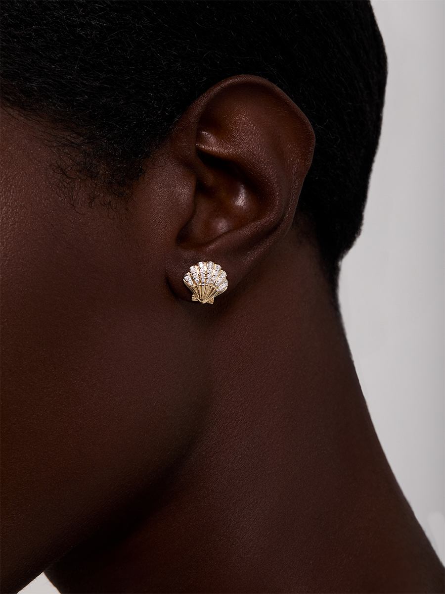 14kt Diamond Venus Shell Studs