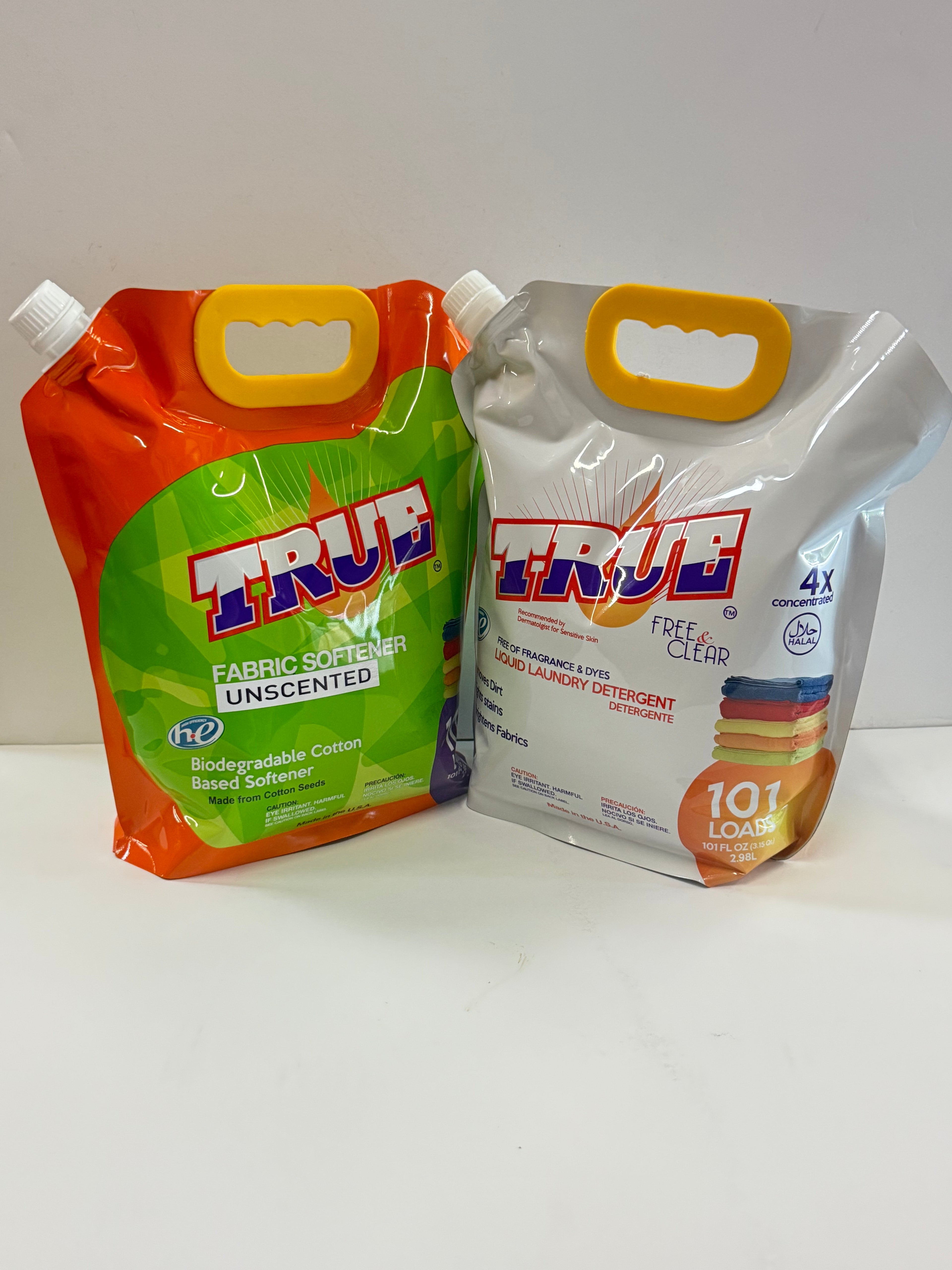 101oz Unscented Plant Based Fabric Softener • 101 Load and True Clear Laundry Detergent