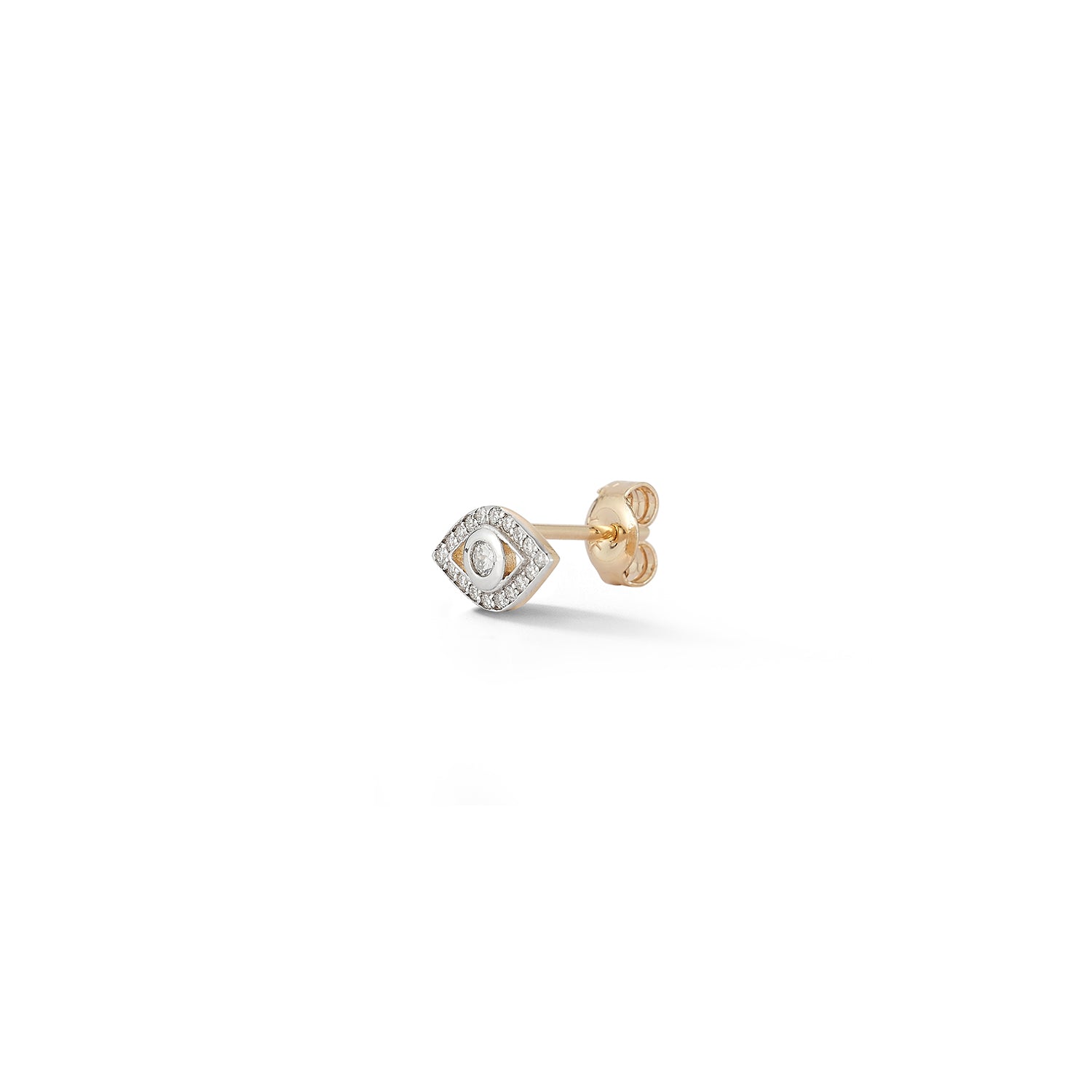 14kt Single Diamond Evil Eye Stud