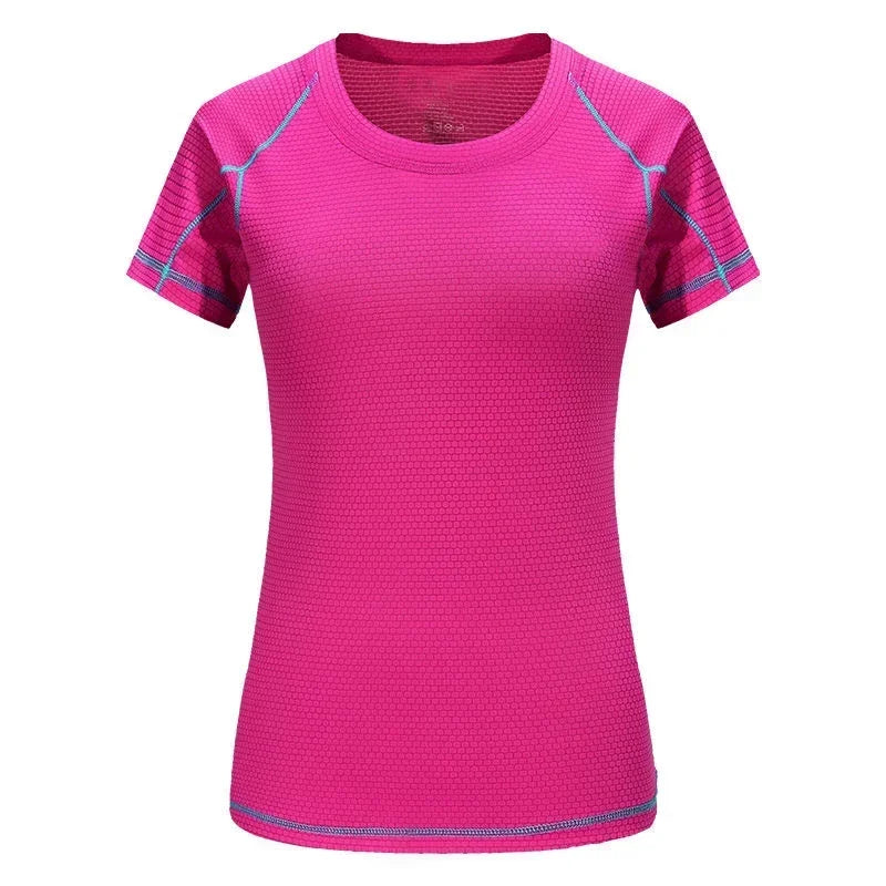 (M-4XL)Quick Dry Sports Shirt Woman Crossfit Exercise Training Short Sleeve Yoga Tops Ladies Running Fitness Shirt 6 Colors