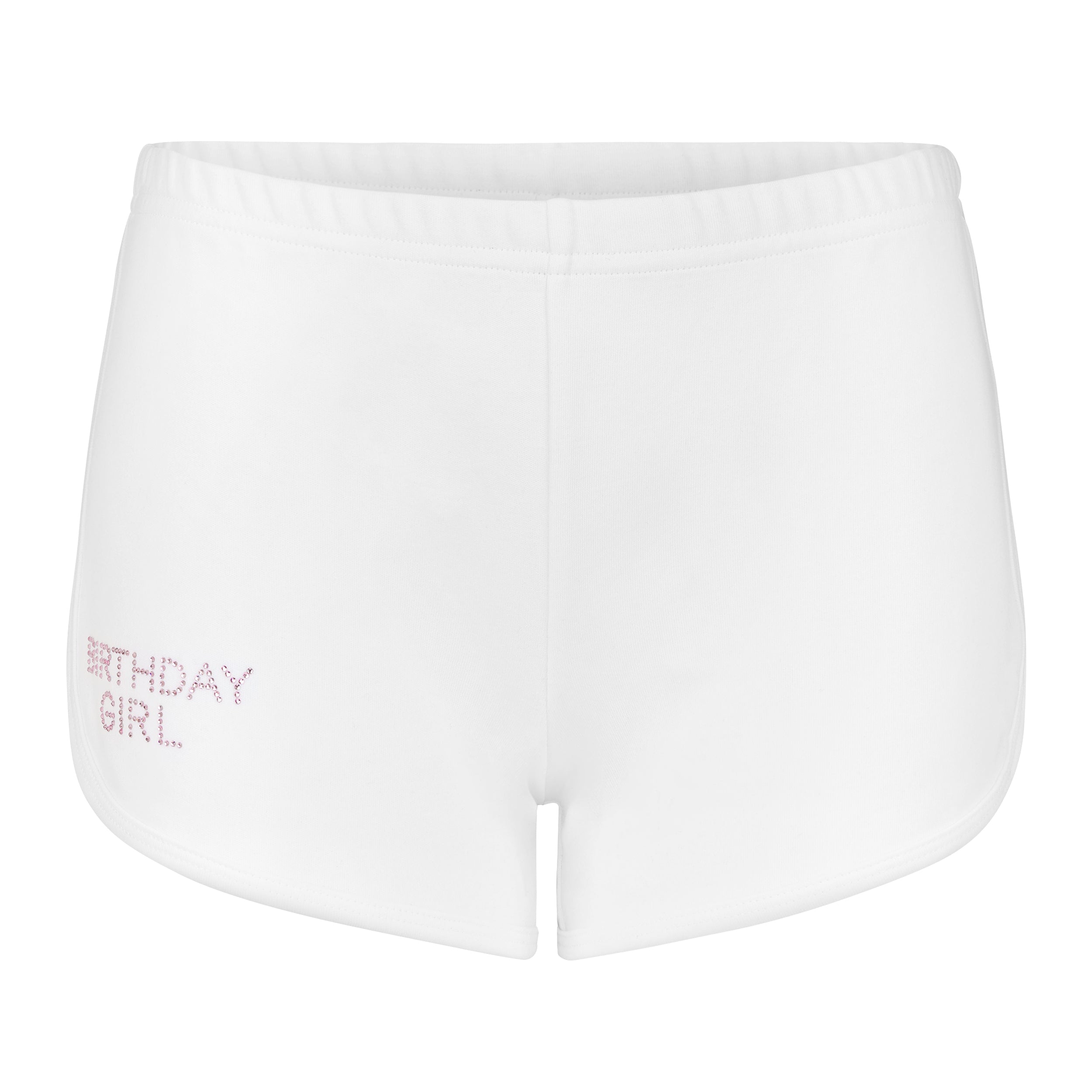 "BIRTHDAY GIRL"  Track Shorts | White