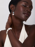 14kt Brilliant Blue Topaz and Baroque Pearl Drop Earrings