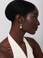 14kt Brilliant Blue Topaz and Baroque Pearl Drop Earrings