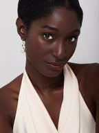 14kt Brilliant Pink Topaz and Baroque Pearl Drop Earrings