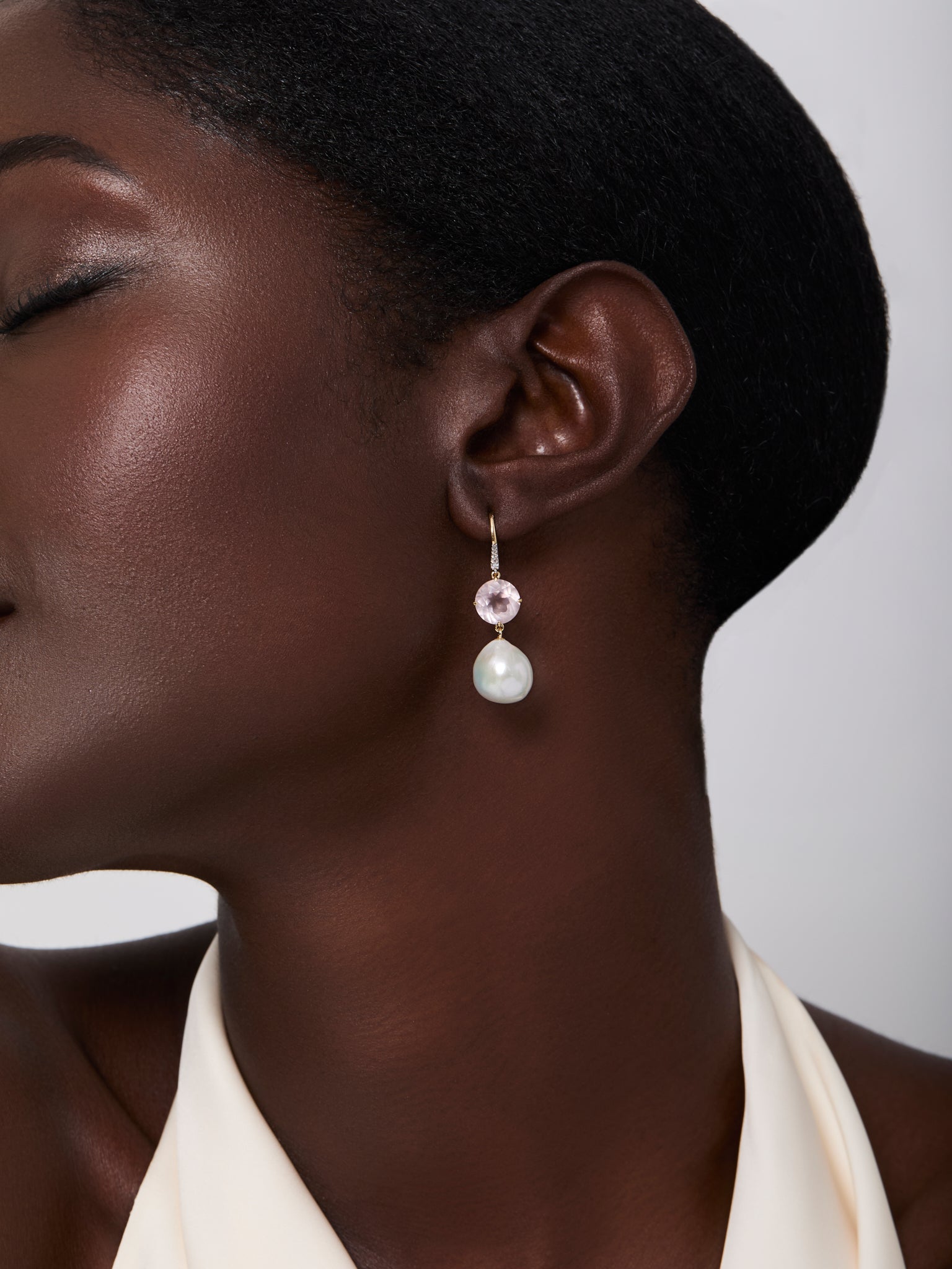 14kt Brilliant Pink Topaz and Baroque Pearl Drop Earrings