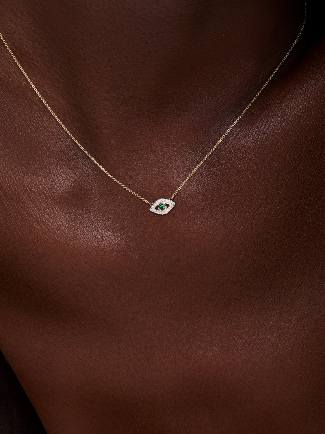 14kt Emerald Evil Eye Necklace