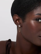 14kt Diamond Evil Eye Studs with Chain Drop