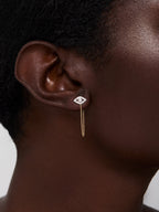 14kt Diamond Evil Eye Studs with Chain Drop