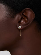 14kt Emerald Evil Eye Studs with Chain Drop
