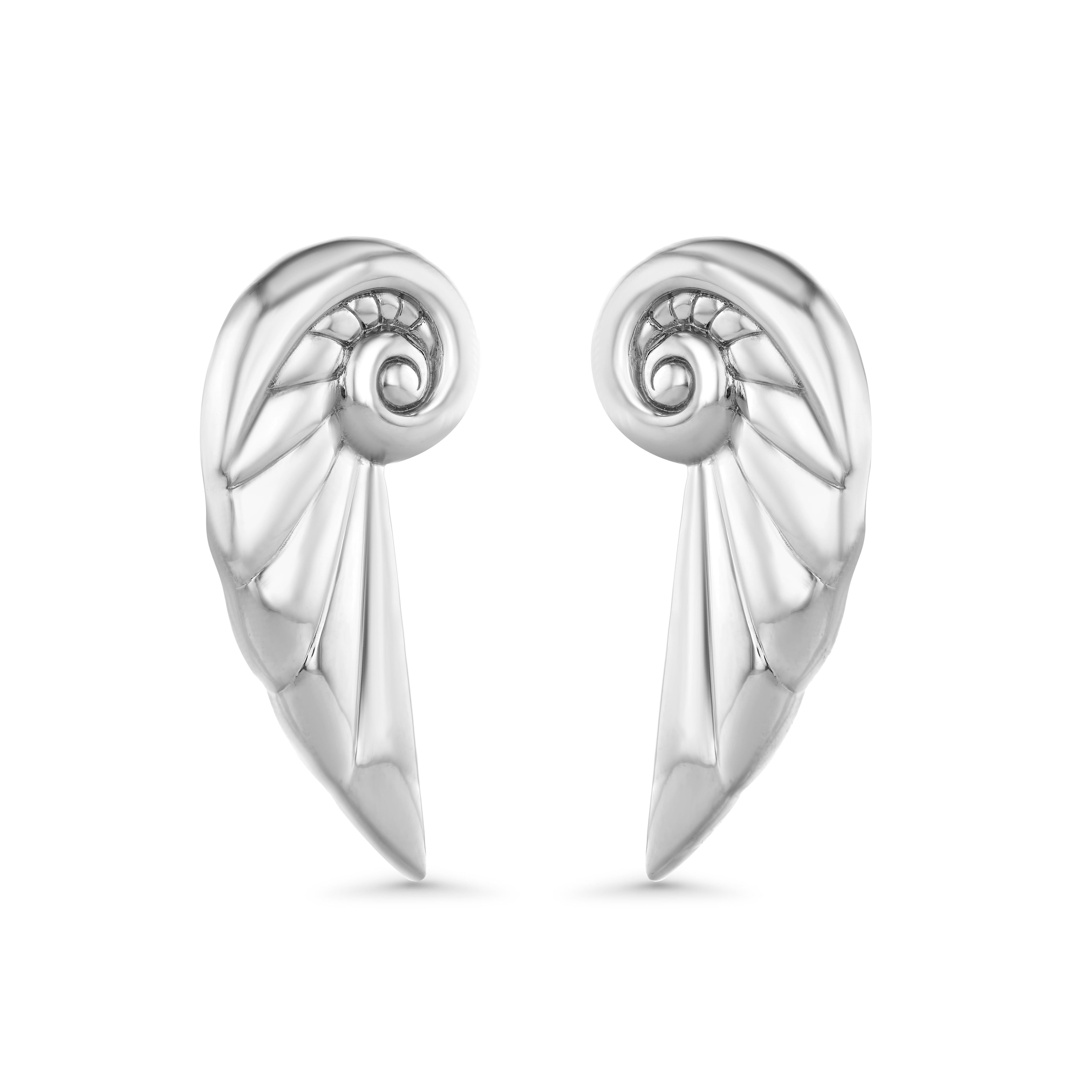 Celestial Shell Earrings in White Rhodium