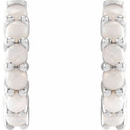 14K Natural White Opal 12.2 mm Huggie Hoop Earrings
