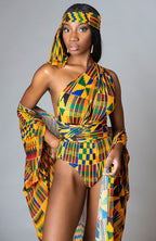 Kente Headtie | African Print Fabric Swimwear Headtie – KUMASI