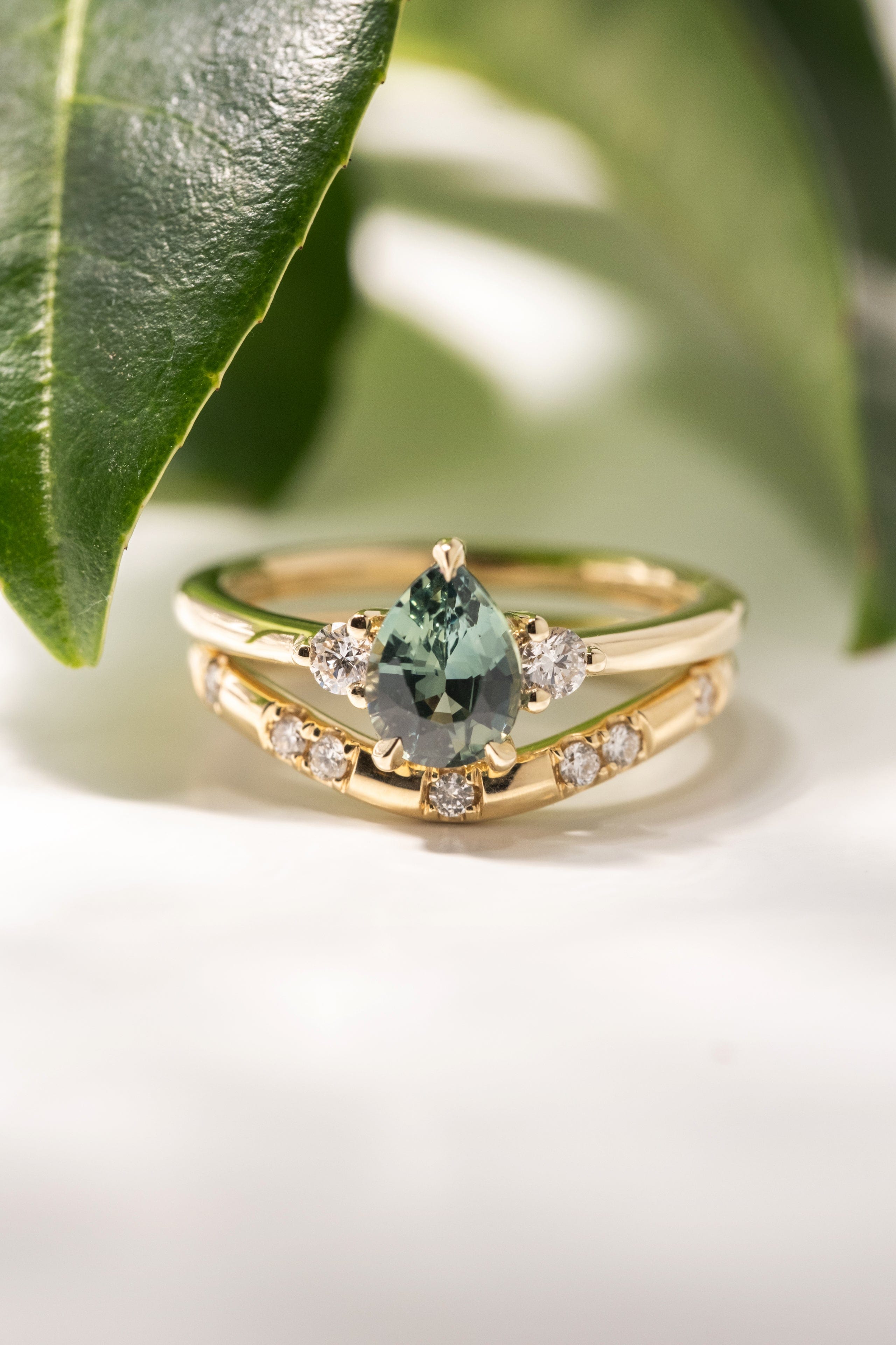 1.15ct Zara Pear Teal Sapphire & Diamond Engagement Ring