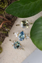 2.59ct Bella Pear Opalescent Blue Sapphire & Marquise Diamond Engagement Ring