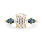 1.61ct Zara Oval Lab Grown Diamond & Marquise Australian Sapphire Lab Grown Engagement Ring