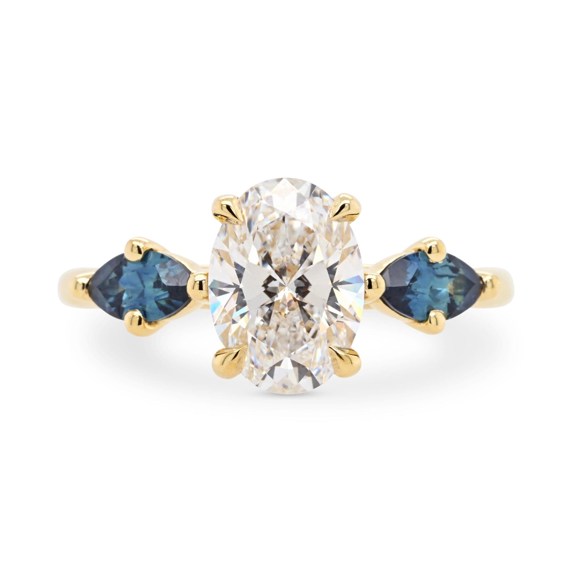1.61ct Zara Oval Lab Grown Diamond & Marquise Australian Sapphire Lab Grown Engagement Ring