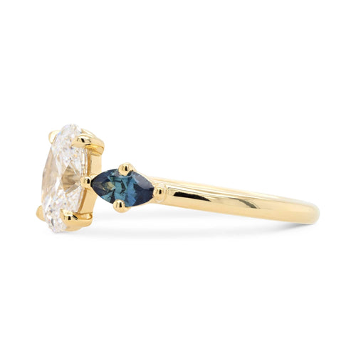 1.61ct Zara Oval Lab Grown Diamond & Marquise Australian Sapphire Lab Grown Engagement Ring