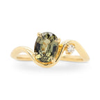1.39ct Venus Oval Olive Color-Shift Sapphire & Diamond Engagement Ring