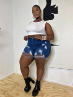 I'M SO TORN | Dark Wash Jean Shorts