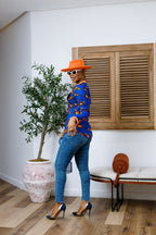 DAMINI AFRICAN PRINT POLO SHIRT [BLUE]