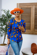 DAMINI AFRICAN PRINT POLO SHIRT [BLUE]