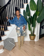 Distressed Flower & Dirt Bermuda Shorts