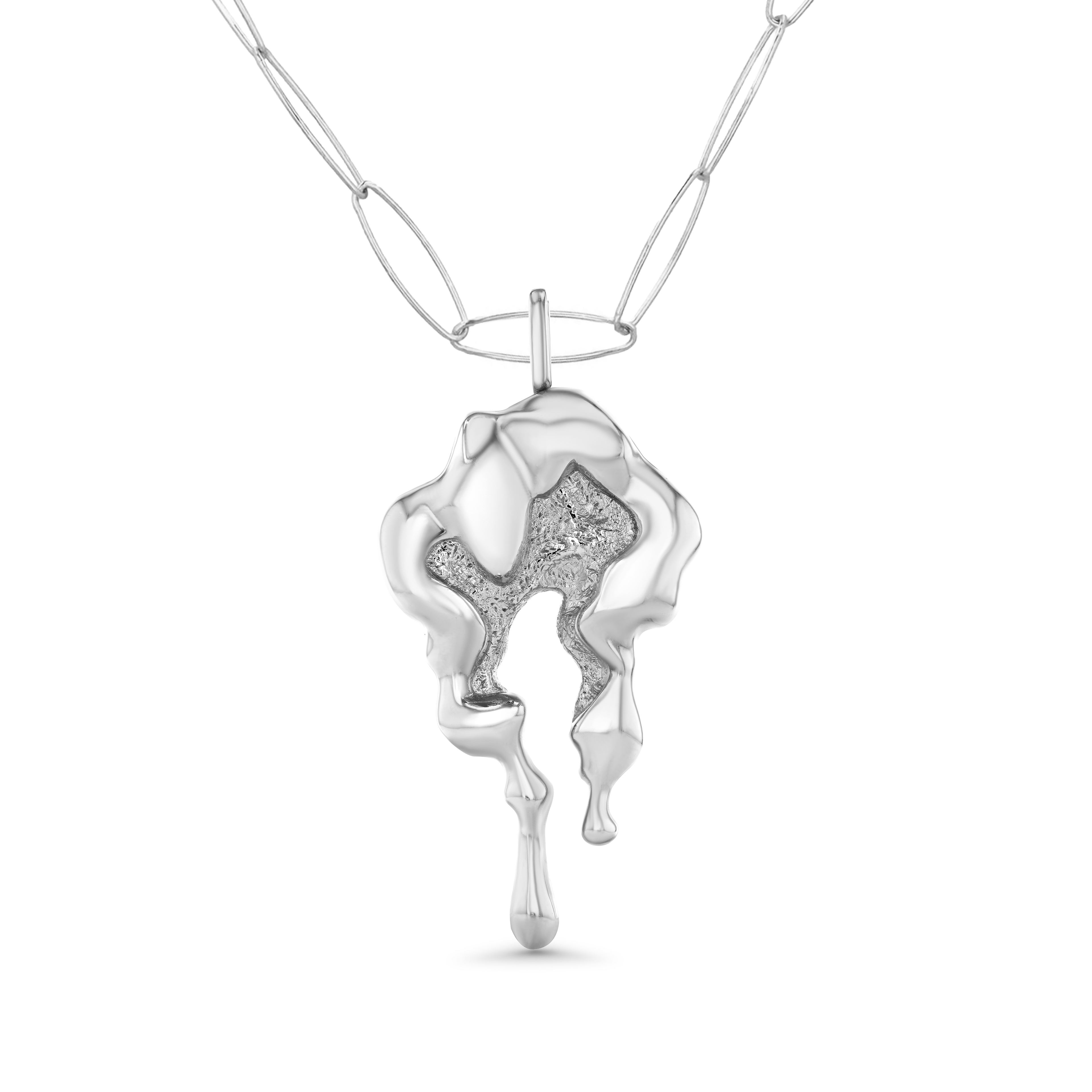 Willow Tide Necklace/Brooch in White Rhodium