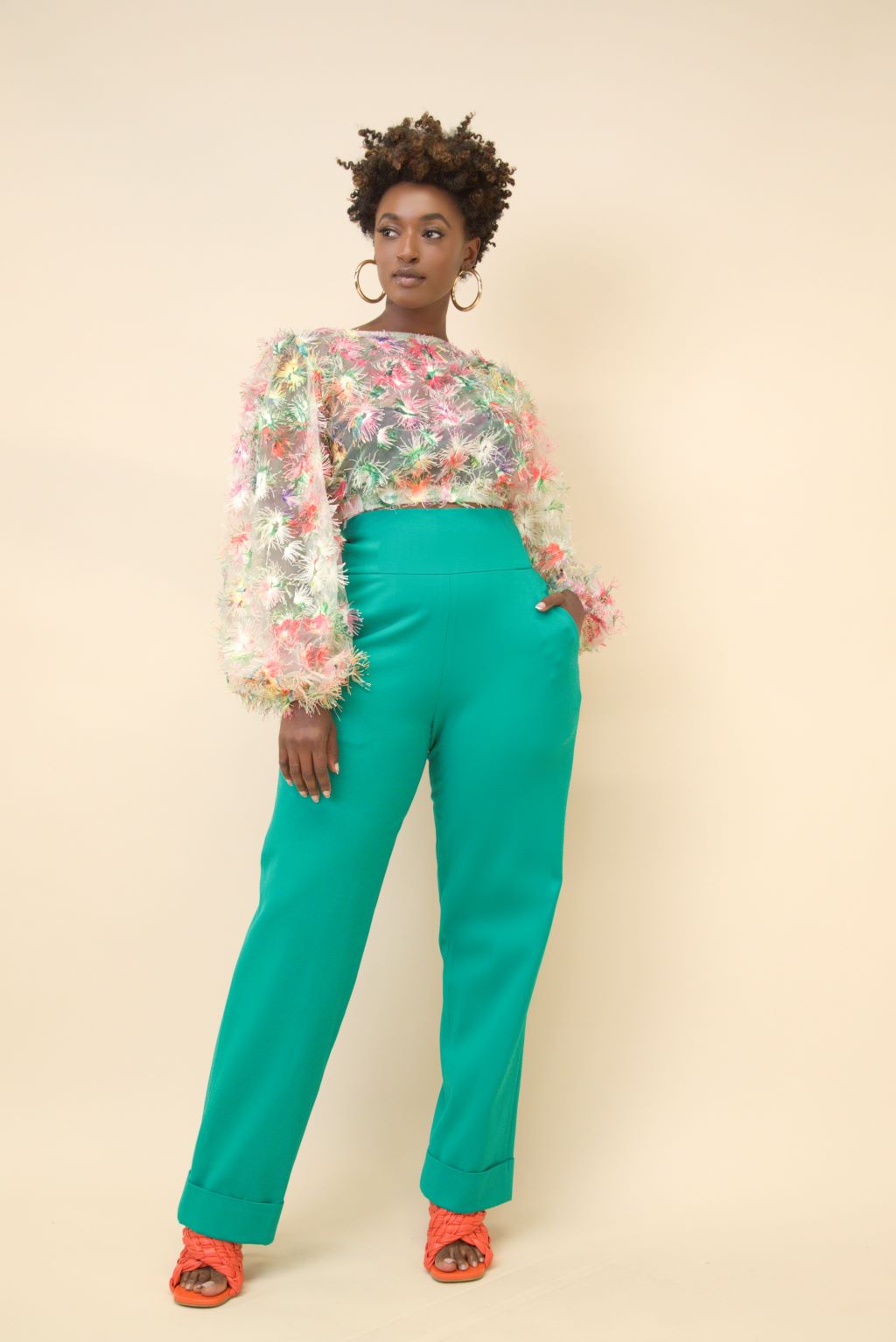 (Sample) Sheer Fringe Embellished Blouse