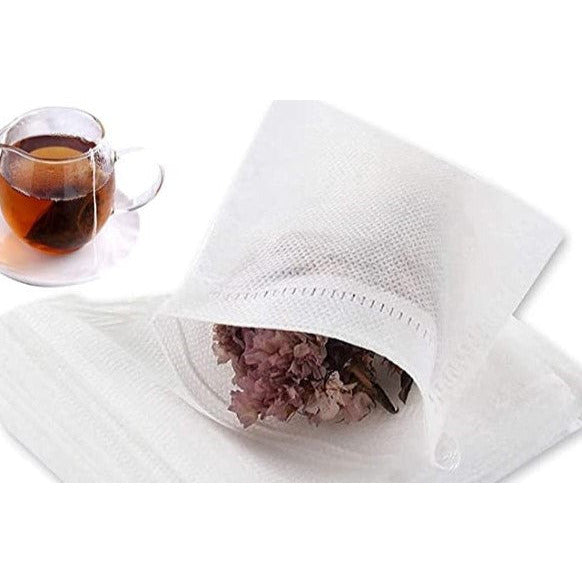 100 Pcs Disposable Tea Bags for Loose Leaf Tea, with Drawstring (3.54 x 2.75 inch)