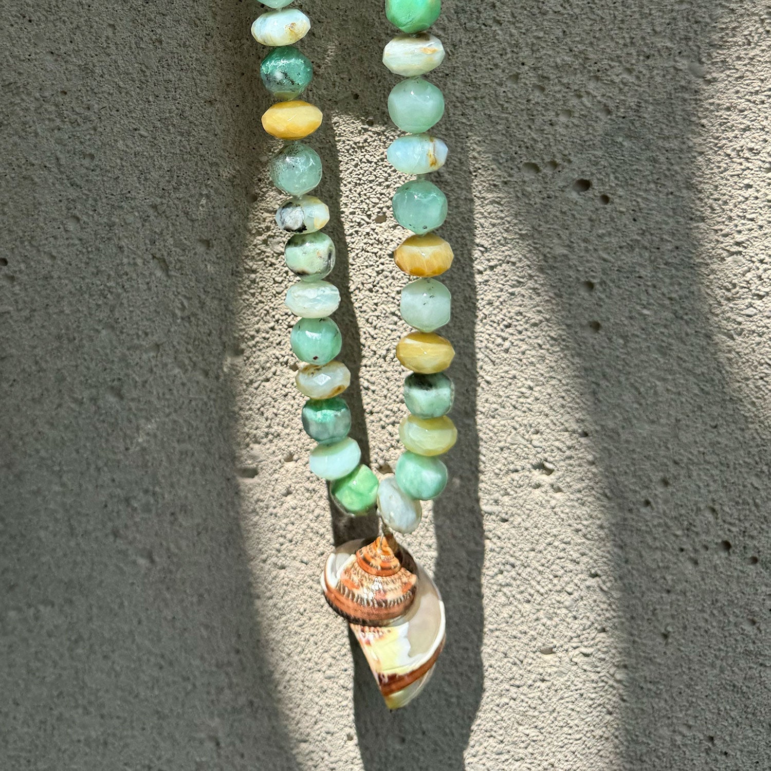 Summer Blues Necklace | Ritual Shell, Blue Opal & Trumpet Beads