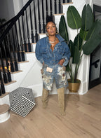 Distressed Flower & Dirt Bermuda Shorts