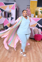 Spring Forward Side Ruffle Pink Cardigan