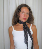 Tallulah skinny scarf in black and purple floral