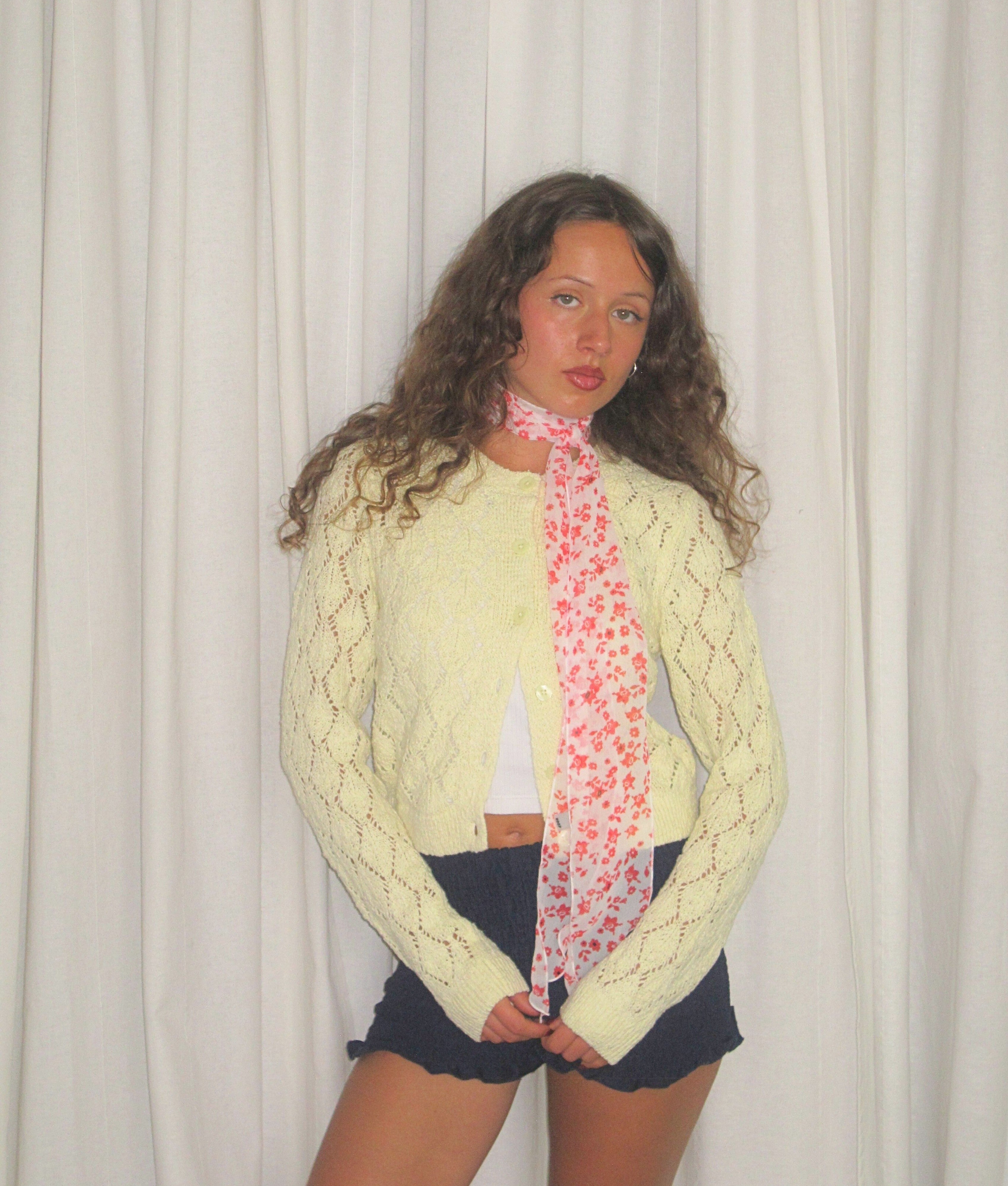 Tallulah skinny scarf in red and white floral