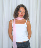 Tallulah skinny scarf in pink crinkle chiffon