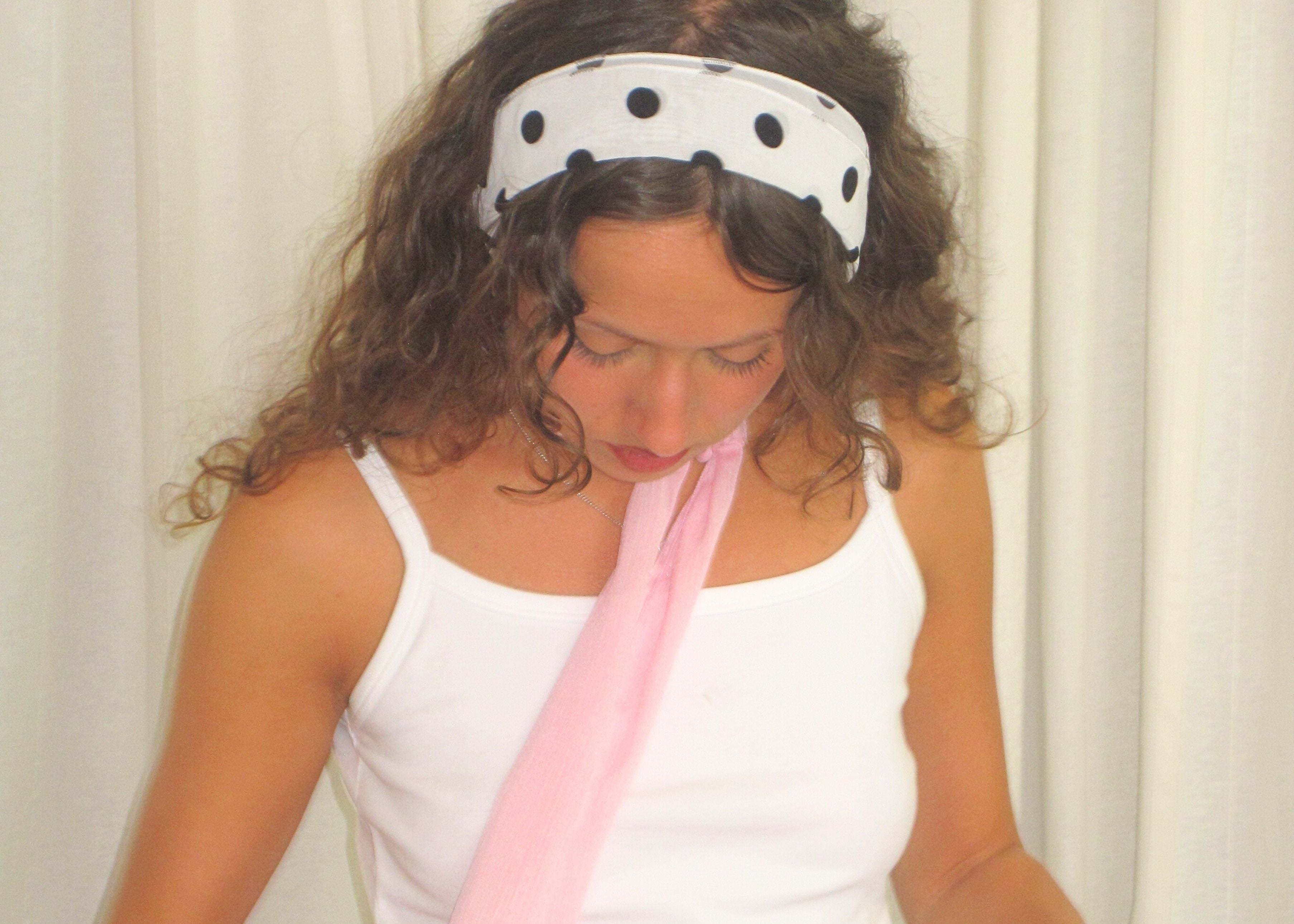 Tallulah skinny scarf in pink crinkle chiffon