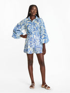 Printed Cotton Poplin Adi Shorts - Toile Blu
