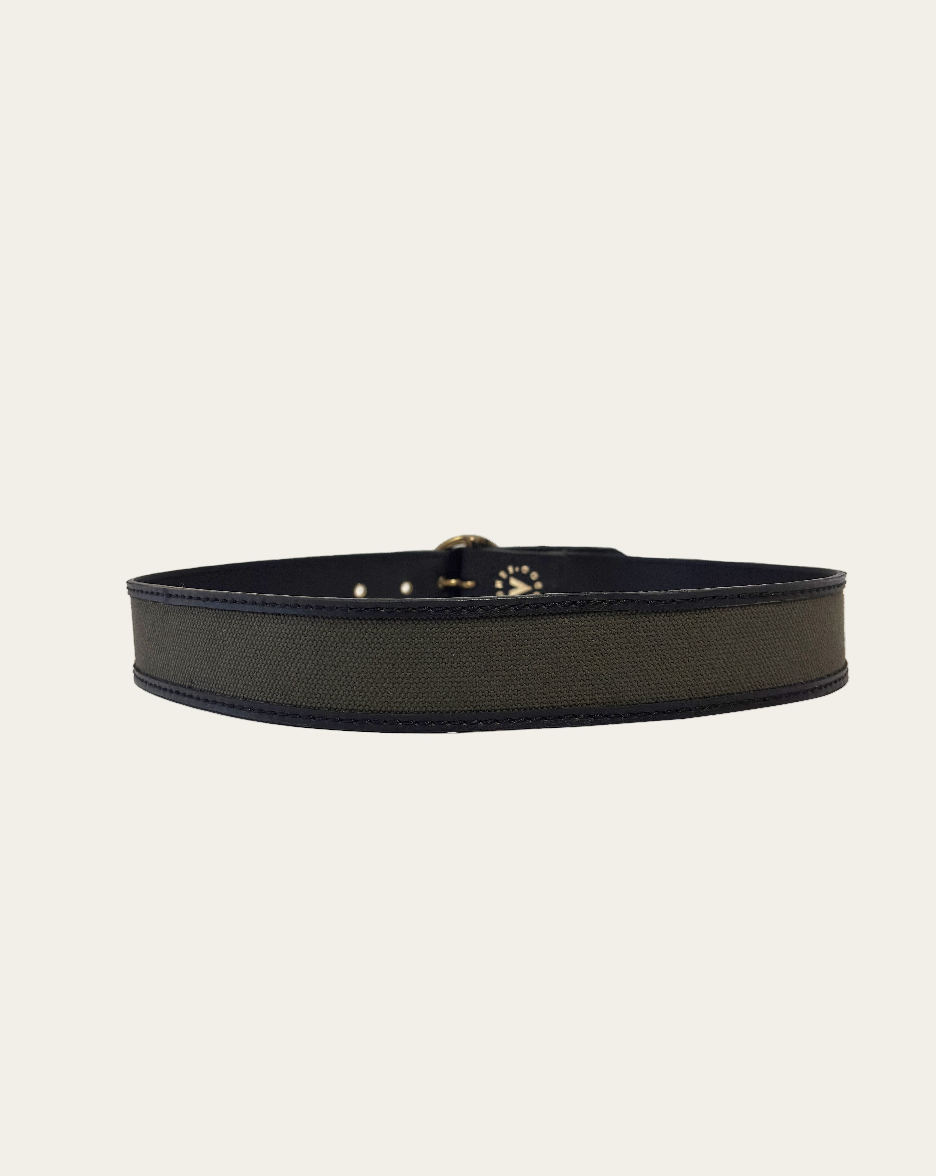 Circle Buckle Belt Canvas Vegan Leather