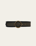 Circle Buckle Belt Canvas Vegan Leather