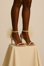 The Arabella 100mm Feather Trim Sandals