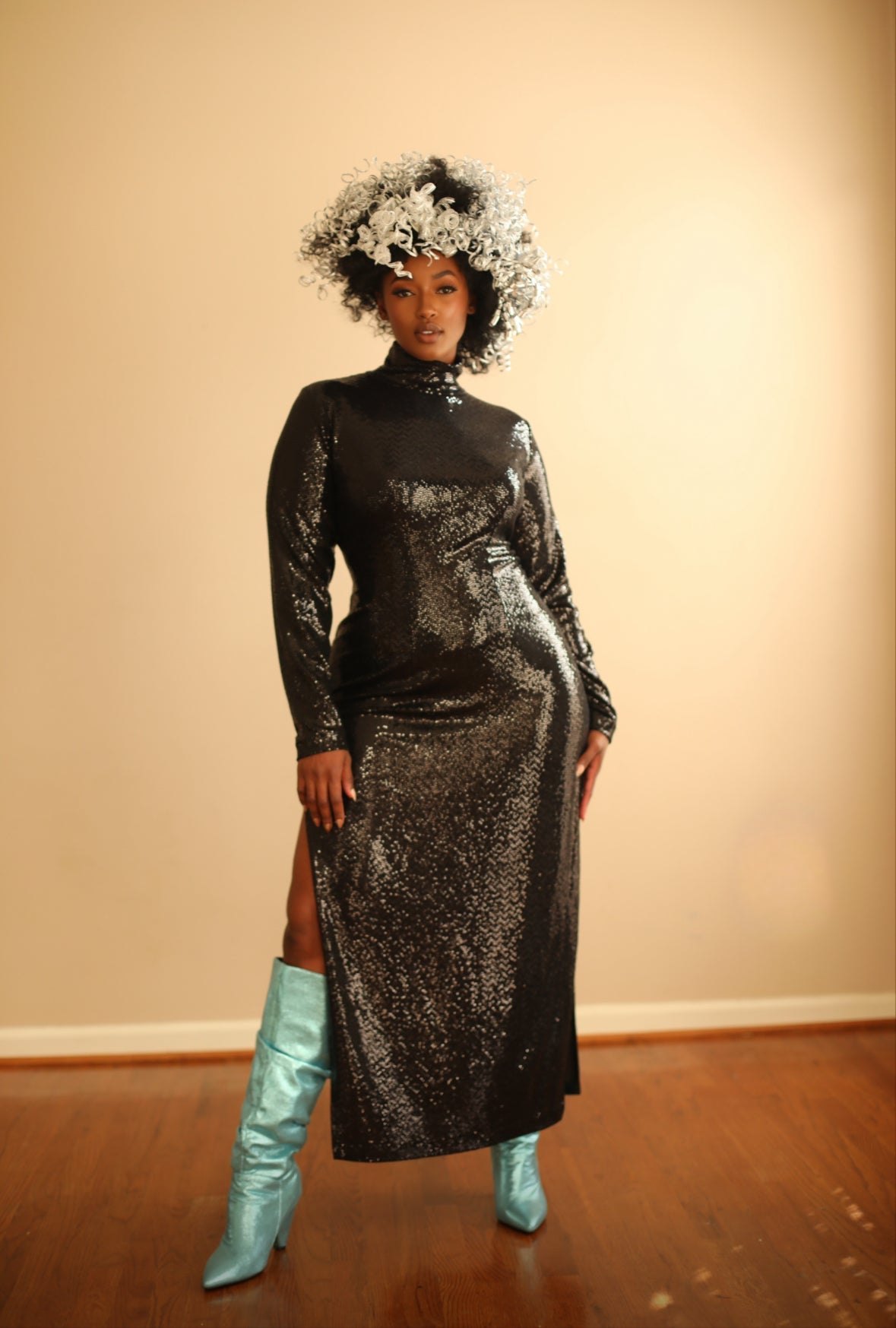 Plus Size Sequin T Neck Tunic-Jibri