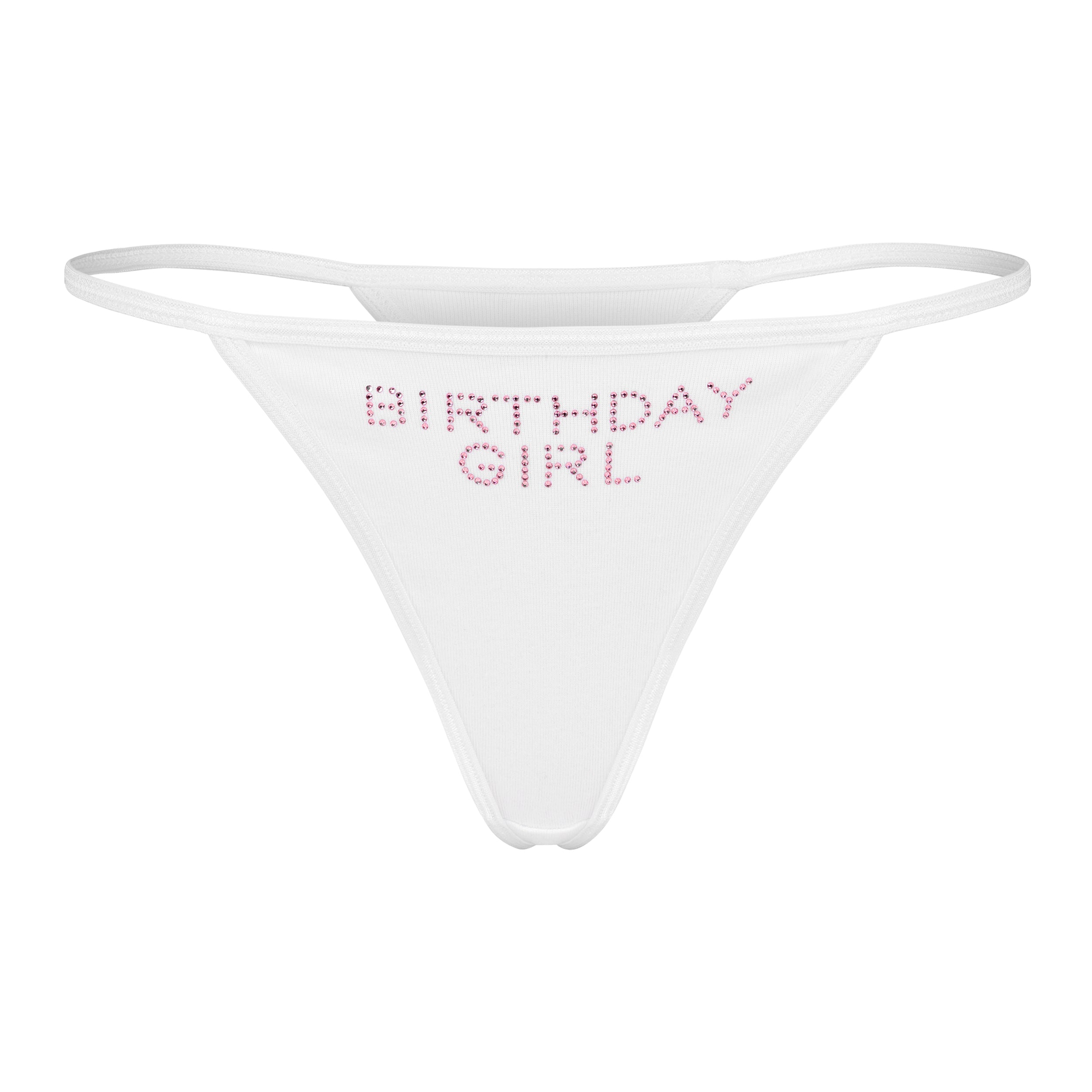 "BIRTHDAY GIRL" String Thong | White