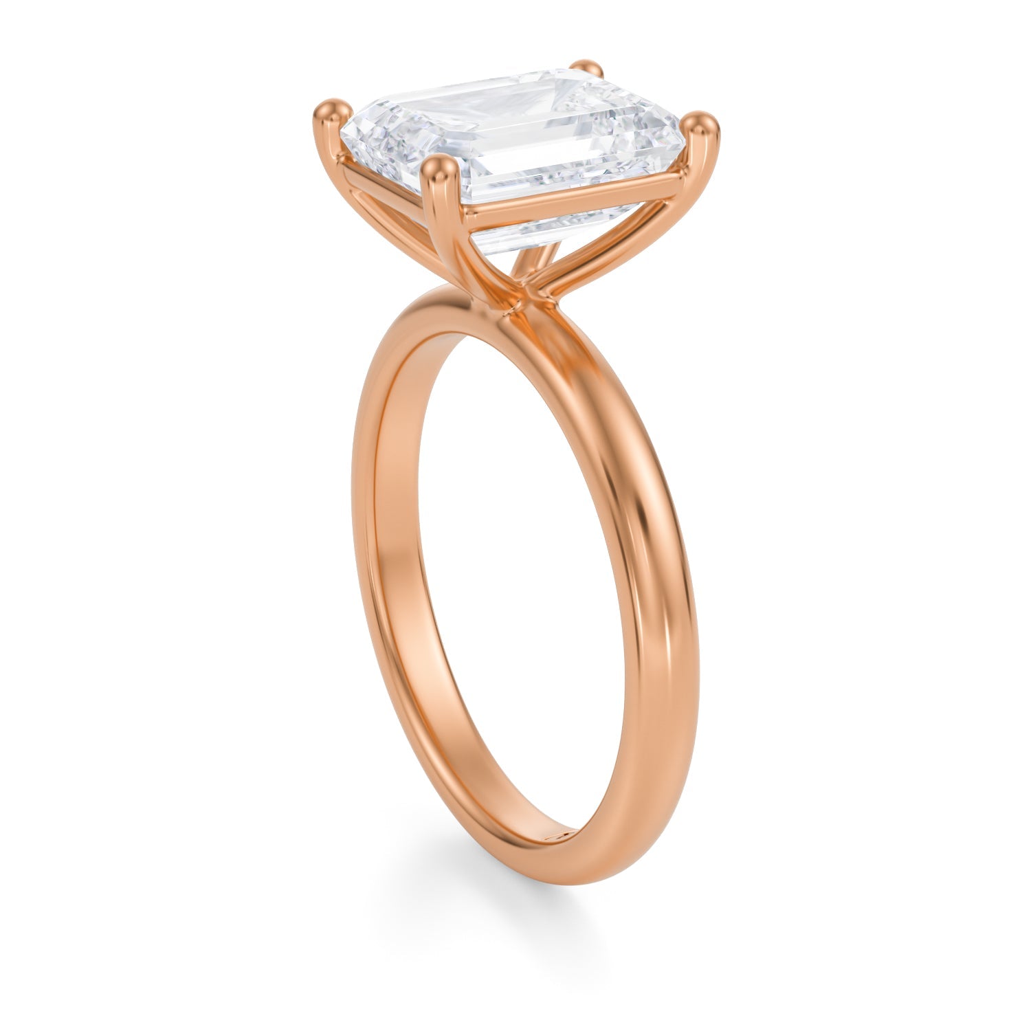 Three-Carat Emerald-Cut Brilliant Diamond Solitaire Engagement Ring