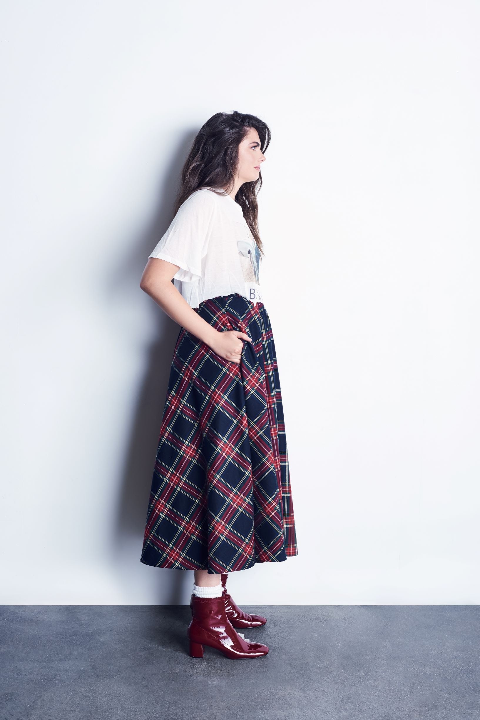 Red Plaid Full Circle Skirt With Smocked Waistband *Limited Quantities Available*