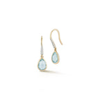 14kt Bezeled Blue Topaz Drop Earrings