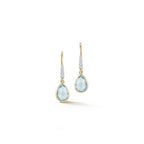 14kt Bezeled Blue Topaz Drop Earrings