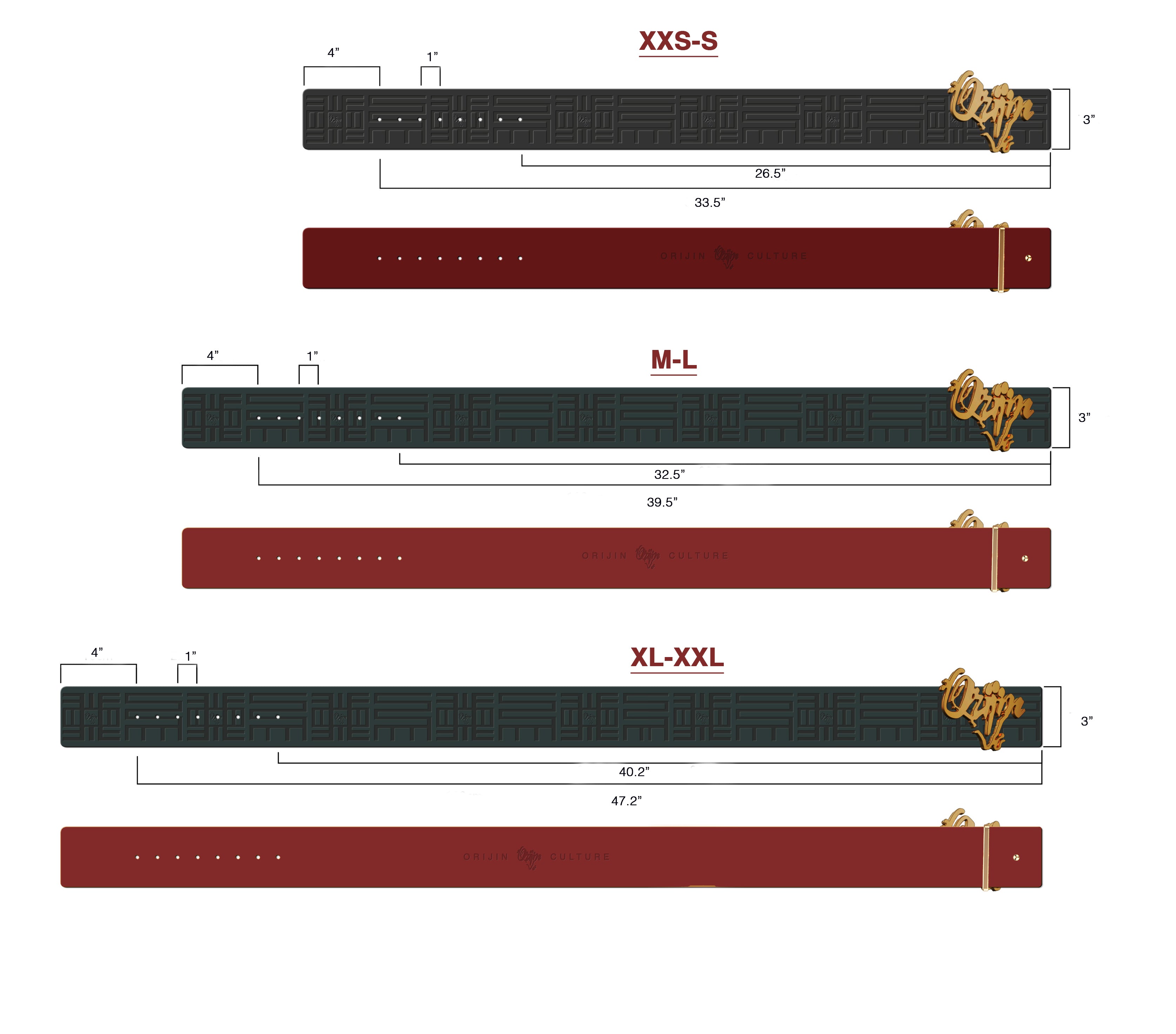 Orijin Logo Reversible Wide Leather Belt (Black/Red)