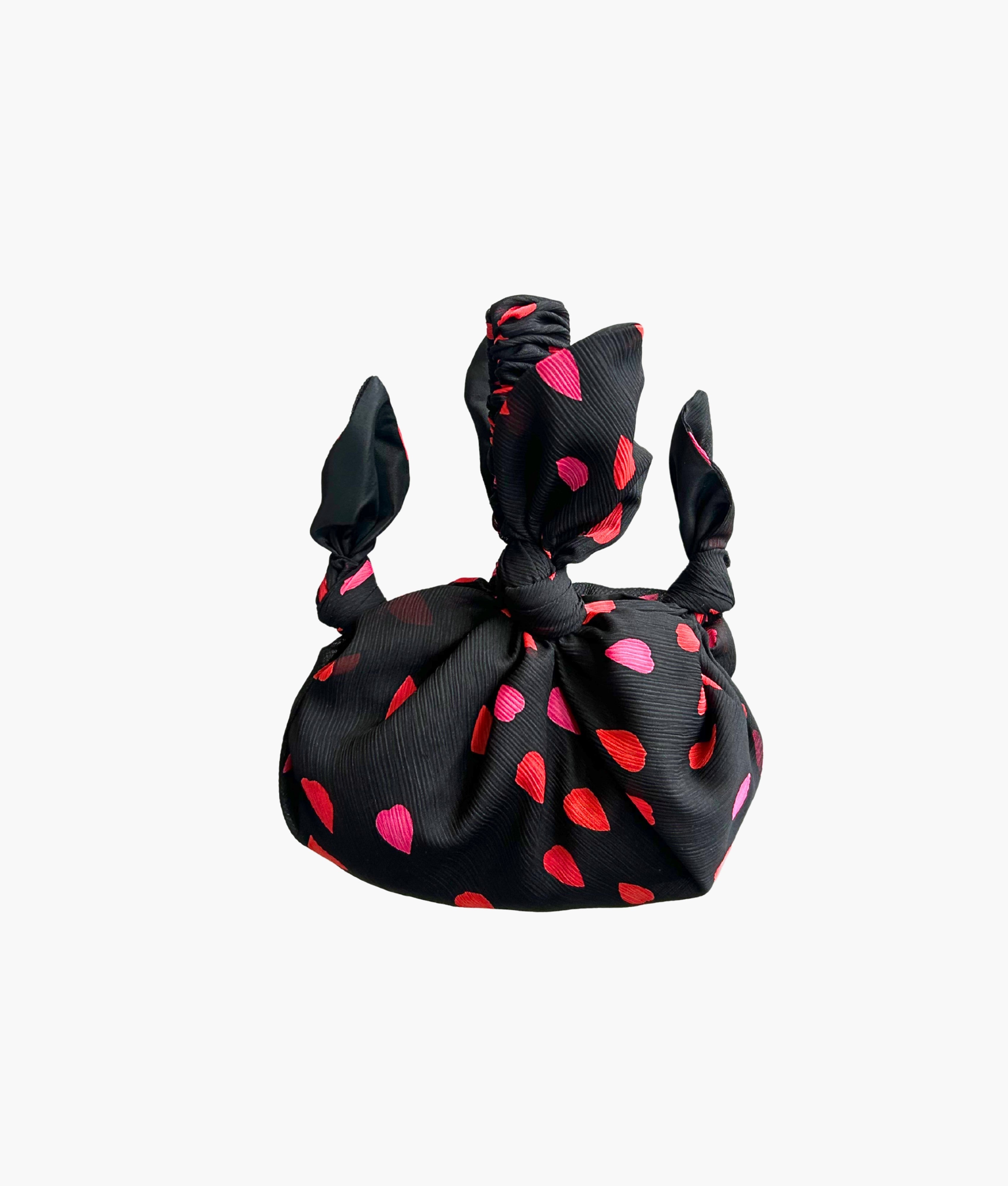 Baby furoshiki bag in black with petal print - black lining