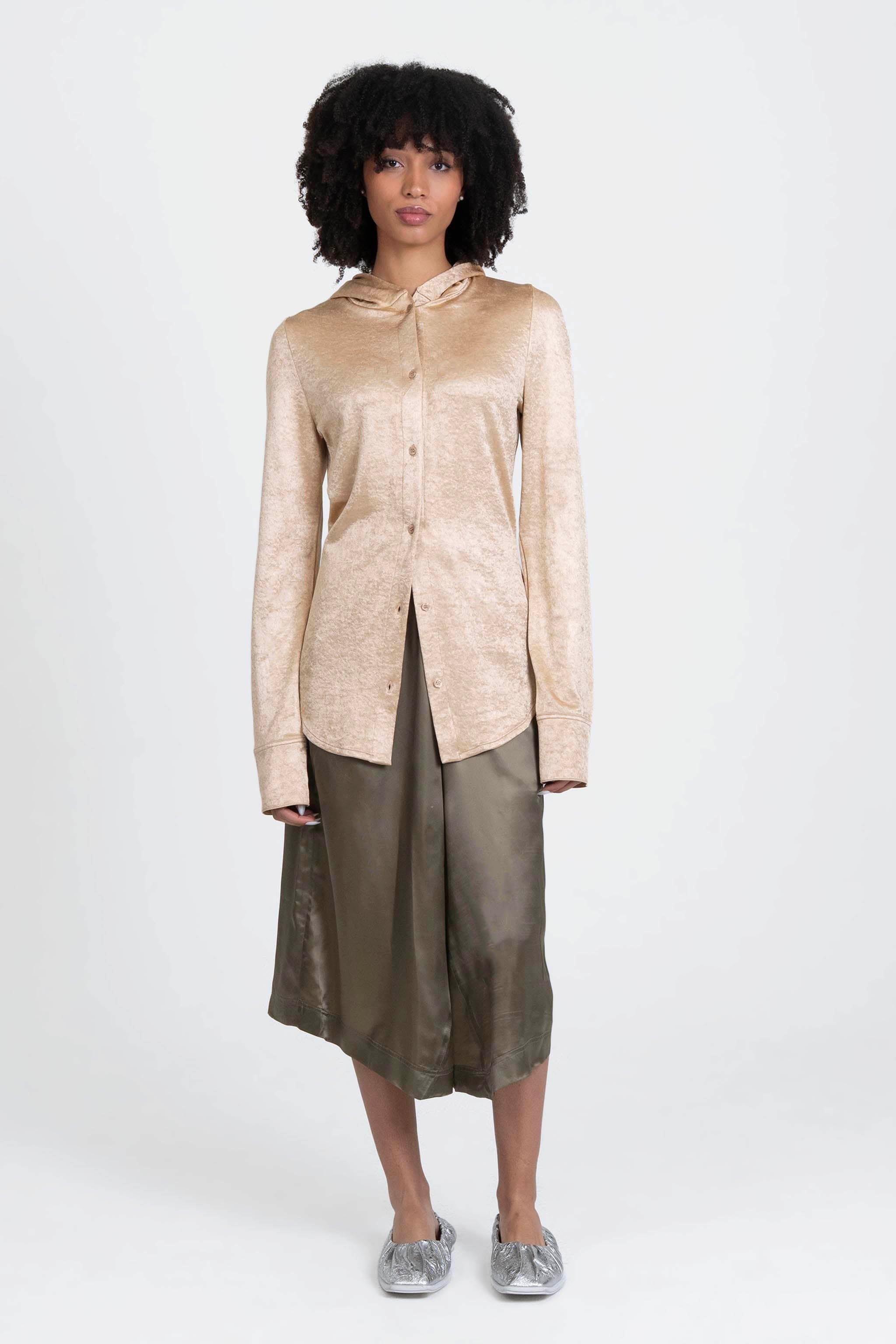 Slot Hooded Shirt Boulder Gold