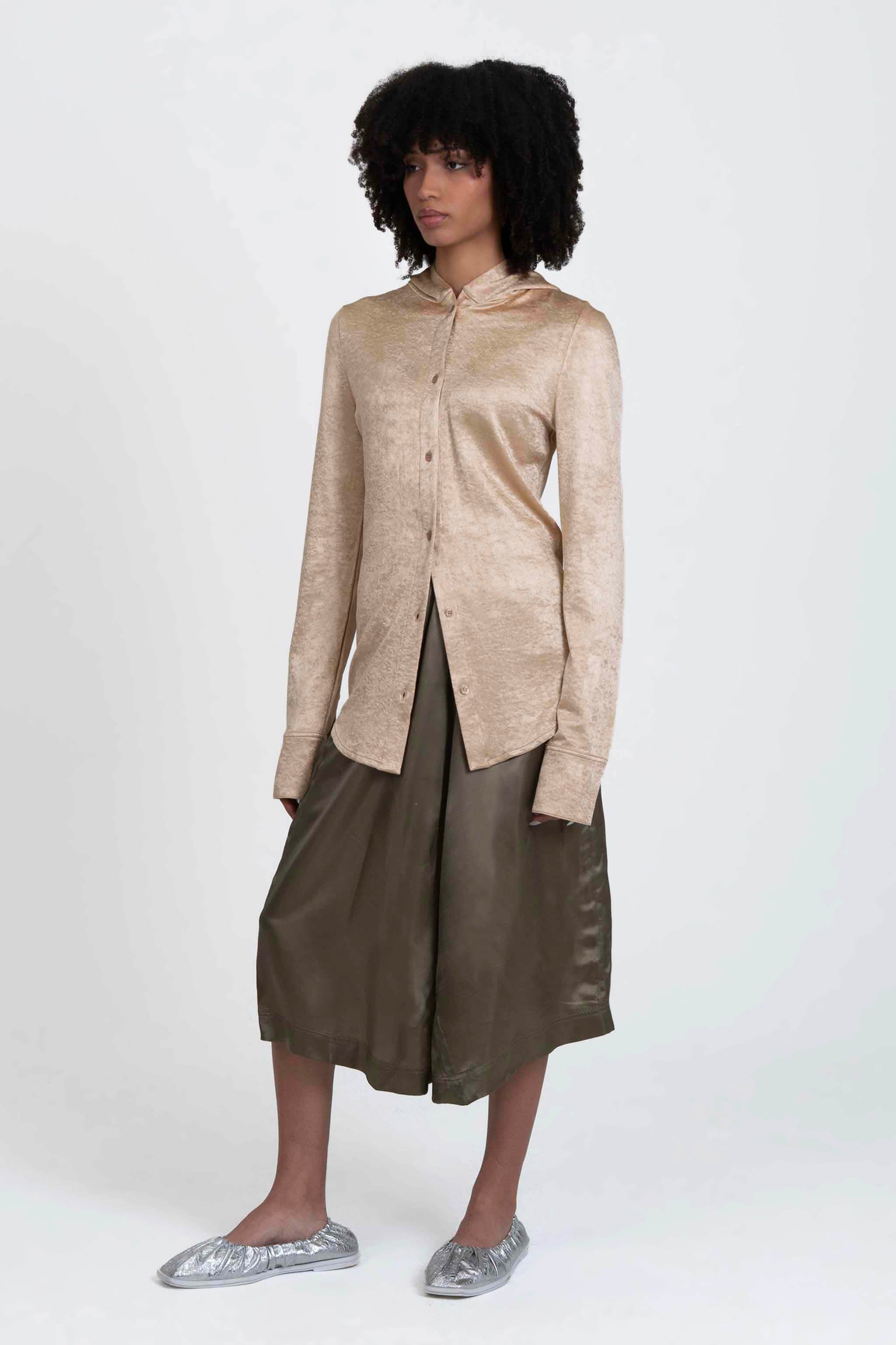 Slot Hooded Shirt Boulder Gold